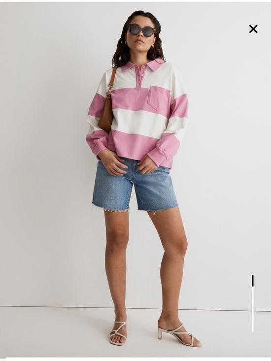 Madewell Tops - Madewell Striped Rugby Polo Shirt in Retro Pink
